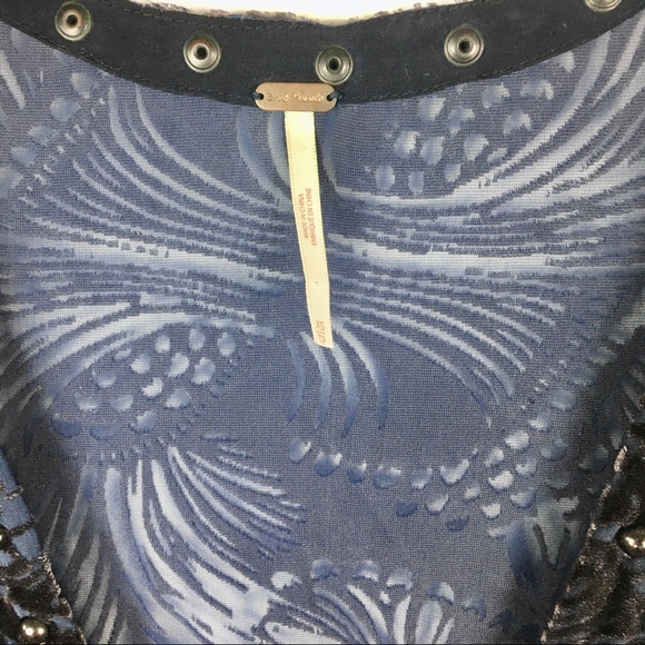 Free People Ellie Burnout Velvet Swing Dress XS studded neck - Picture 3 of 6